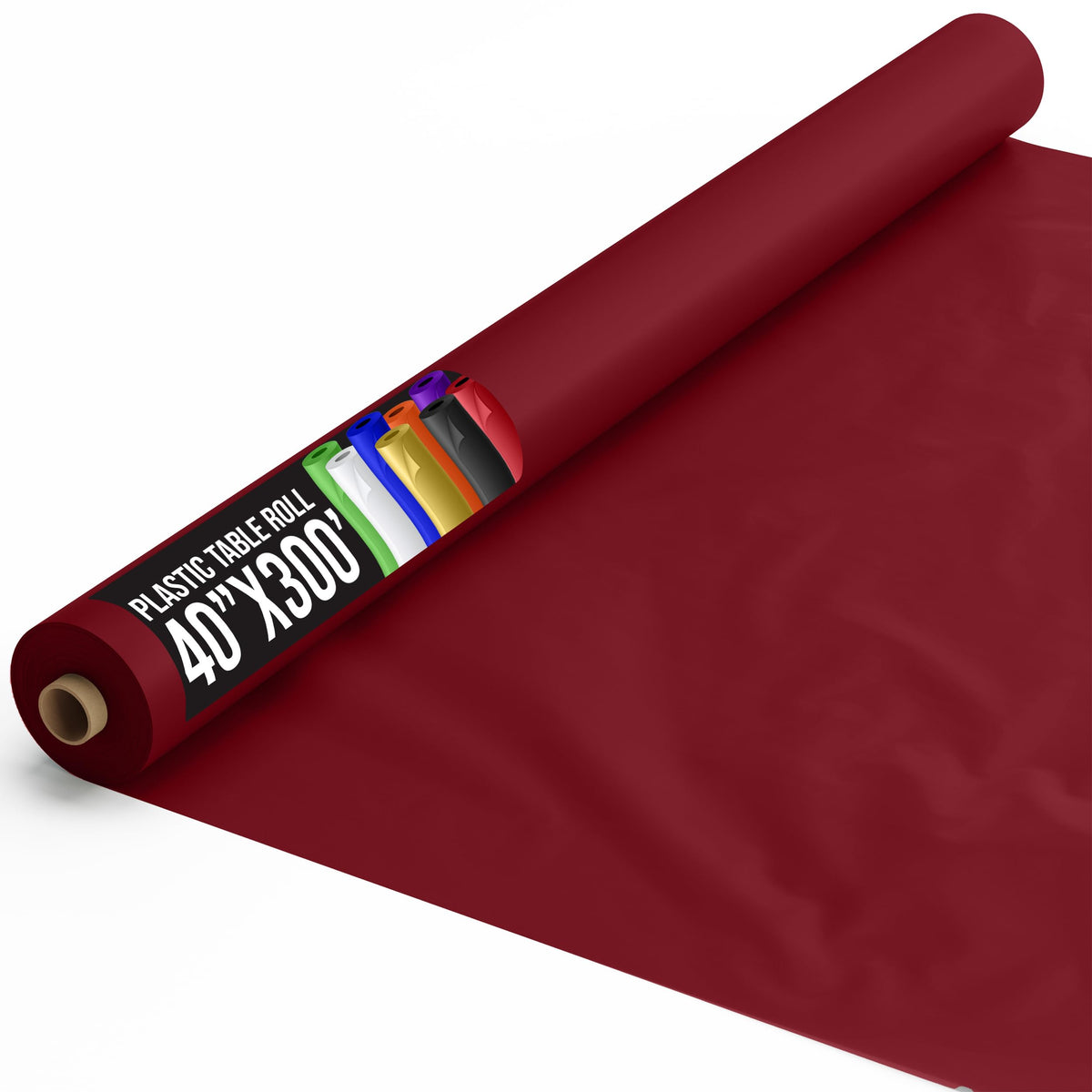 40 In. x 300 Ft. Premium Burgundy Plastic Table Roll | 4 Pack