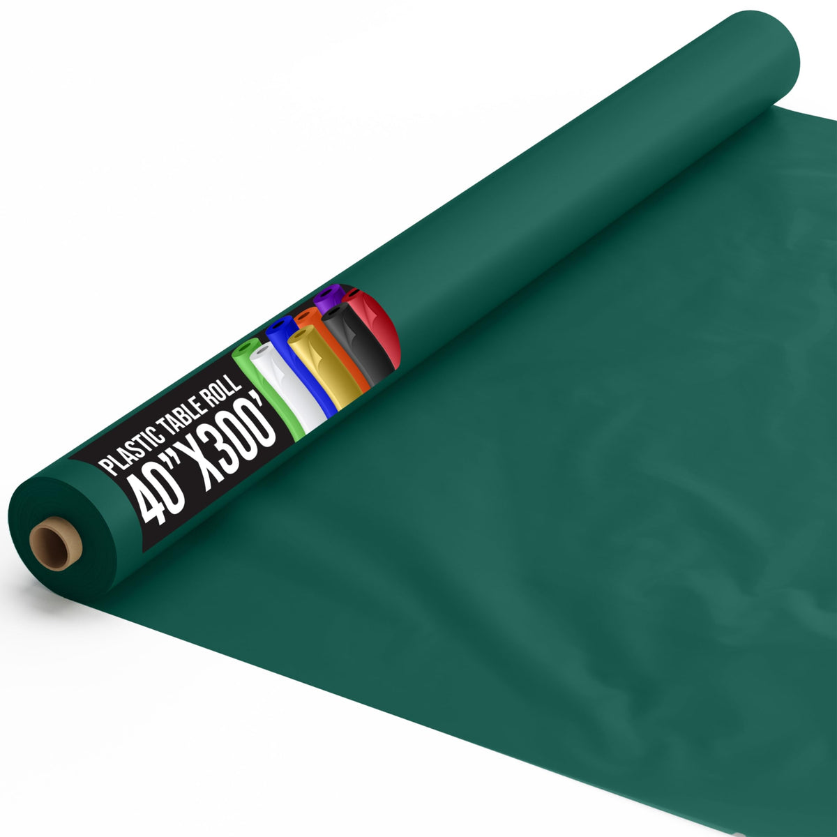 40 In. x 300 Ft. Premium Dark Green Plastic Table Roll | 4 Pack