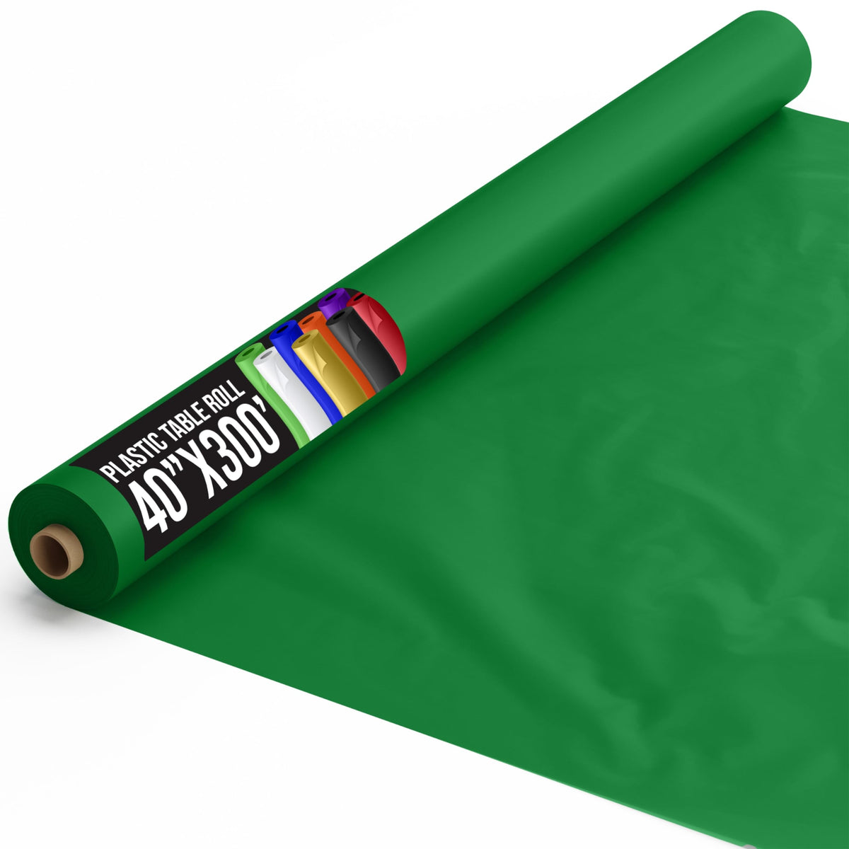 40 In. x 300 Ft. Premium Emerald Green Plastic Table Roll | 4 Pack