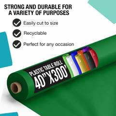 40 In. x 300 Ft. Premium Emerald Green Plastic Table Roll | 4 Pack