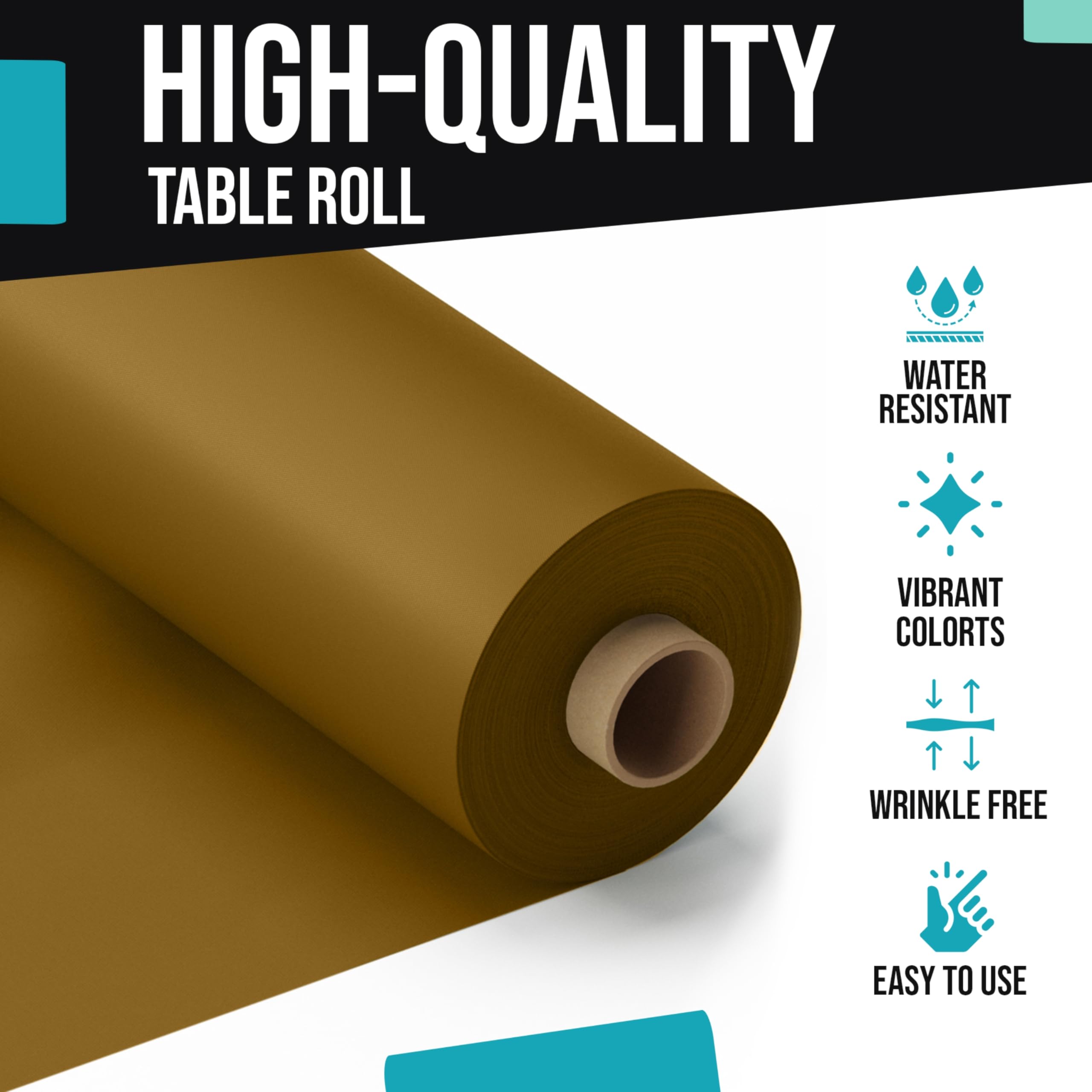 40 In. x 300 Ft. Premium Gold Plastic Table Roll | 4 Pack