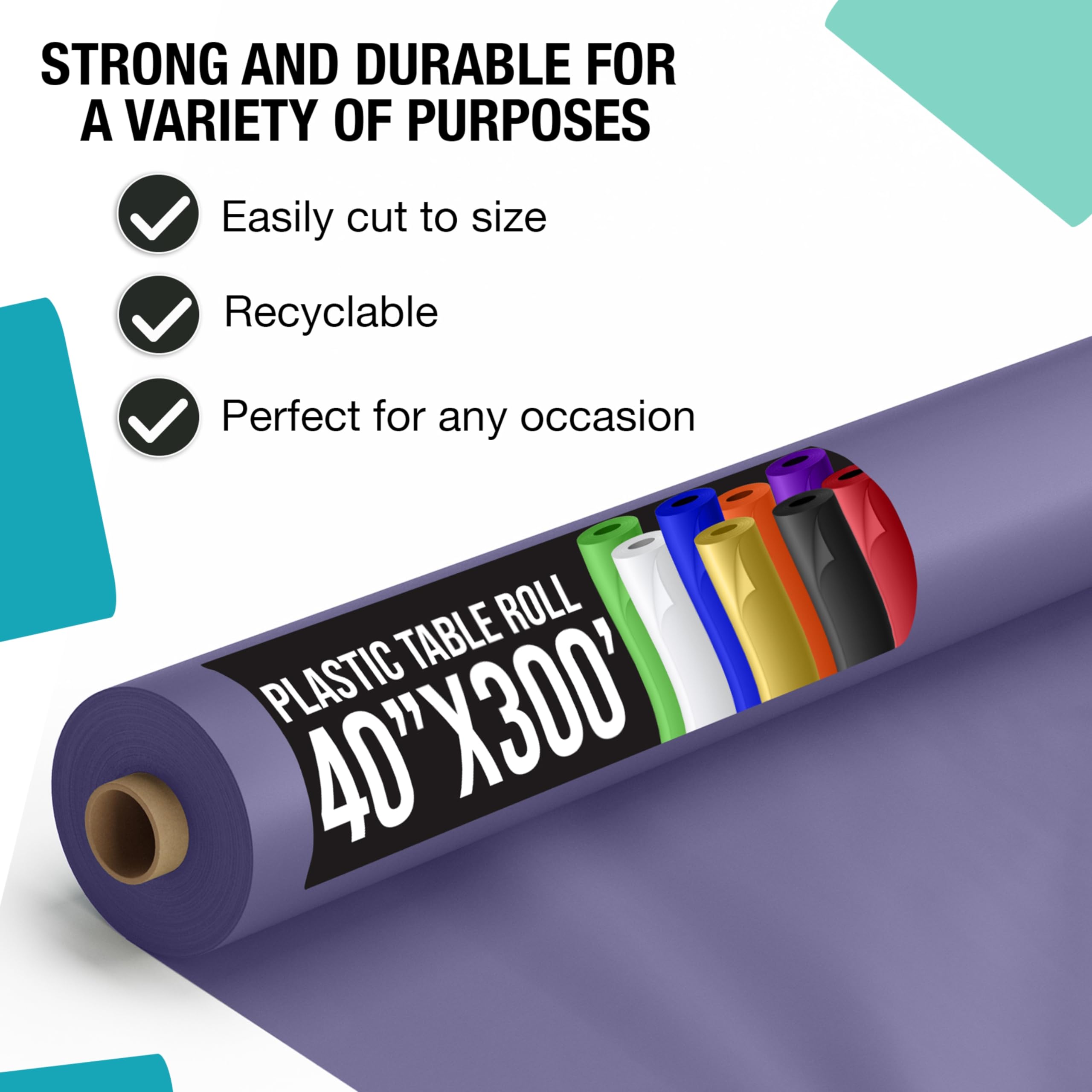 40 In. x 300 Ft. Premium Lavender Plastic Table Roll | 4 Pack