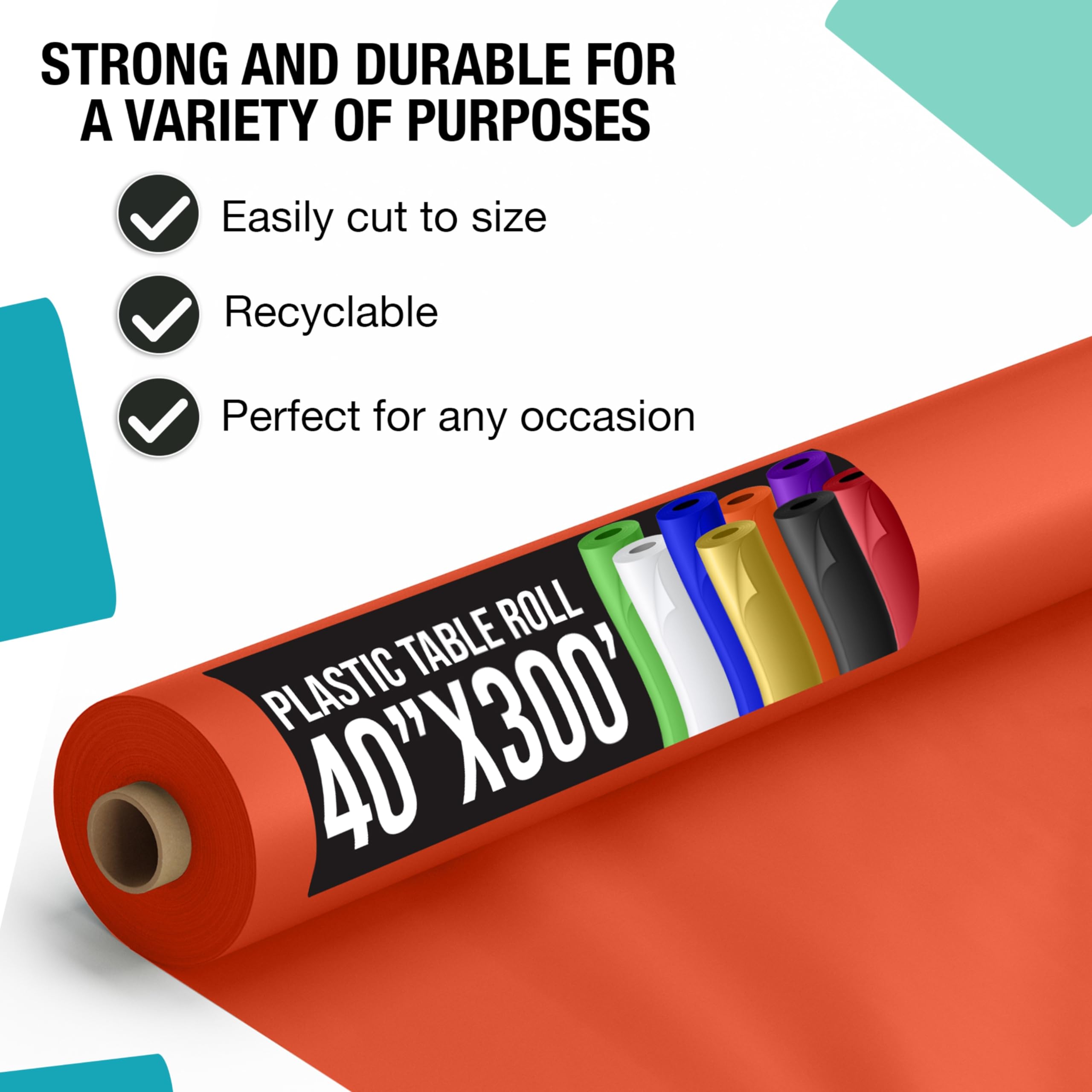 40 In. x 300 Ft. Premium Orange Plastic Table Roll | 4 Pack