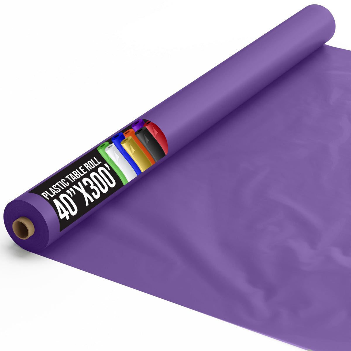 40 In. x 300 Ft. Premium Purple Plastic Table Roll | 4 Pack