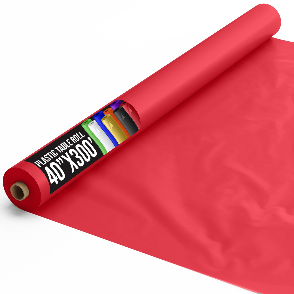 40 In. x 300 Ft. Premium Red Plastic Table Roll | 4 Pack