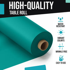 40 In. x 300 Ft. Premium Teal Plastic Table Roll | 4 Pack