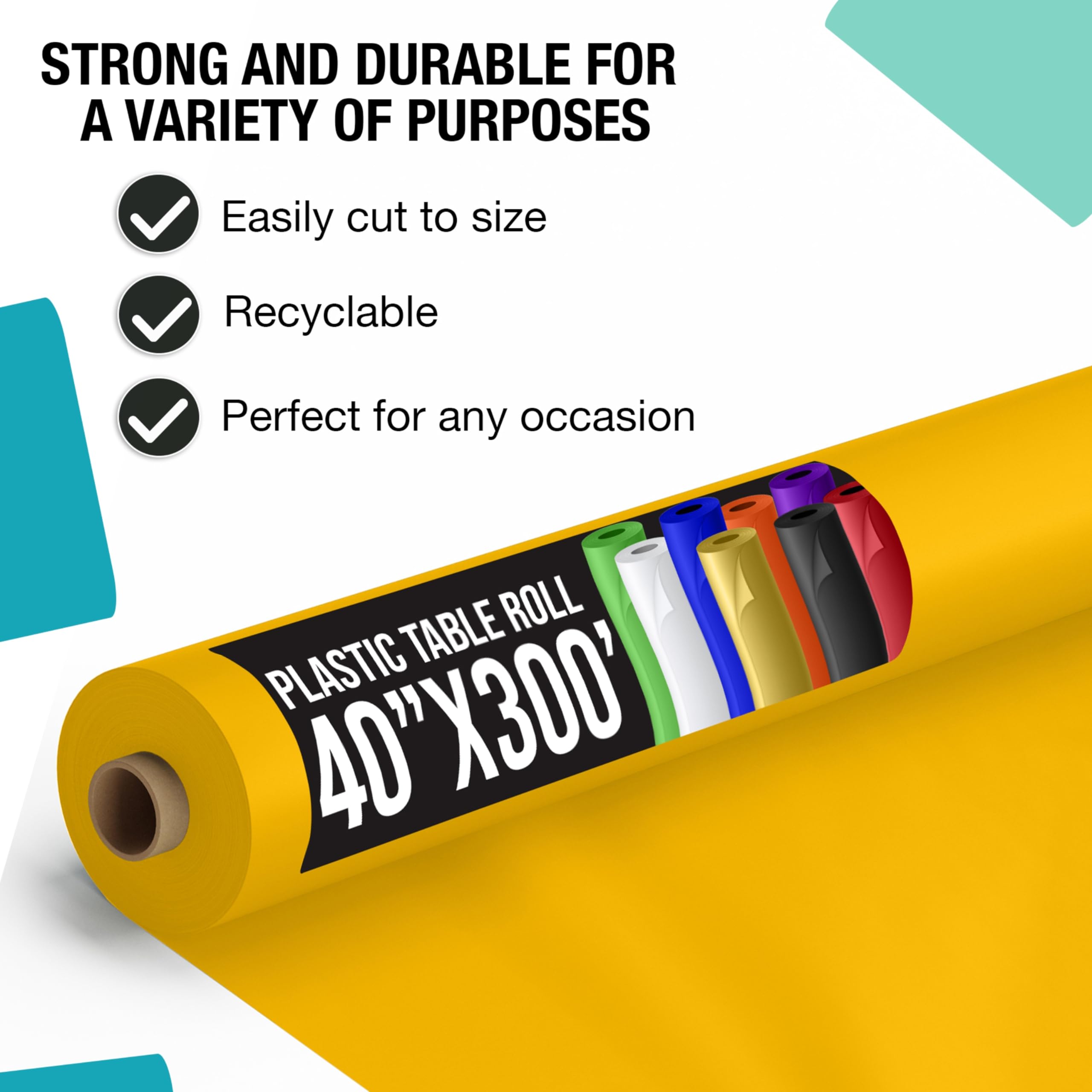 40 In. x 300 Ft. Premium Yellow Plastic Table Roll | 4 Pack