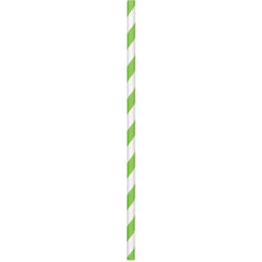 Kiwi Green Striped Paper Straws, 50-ct - Case of 48