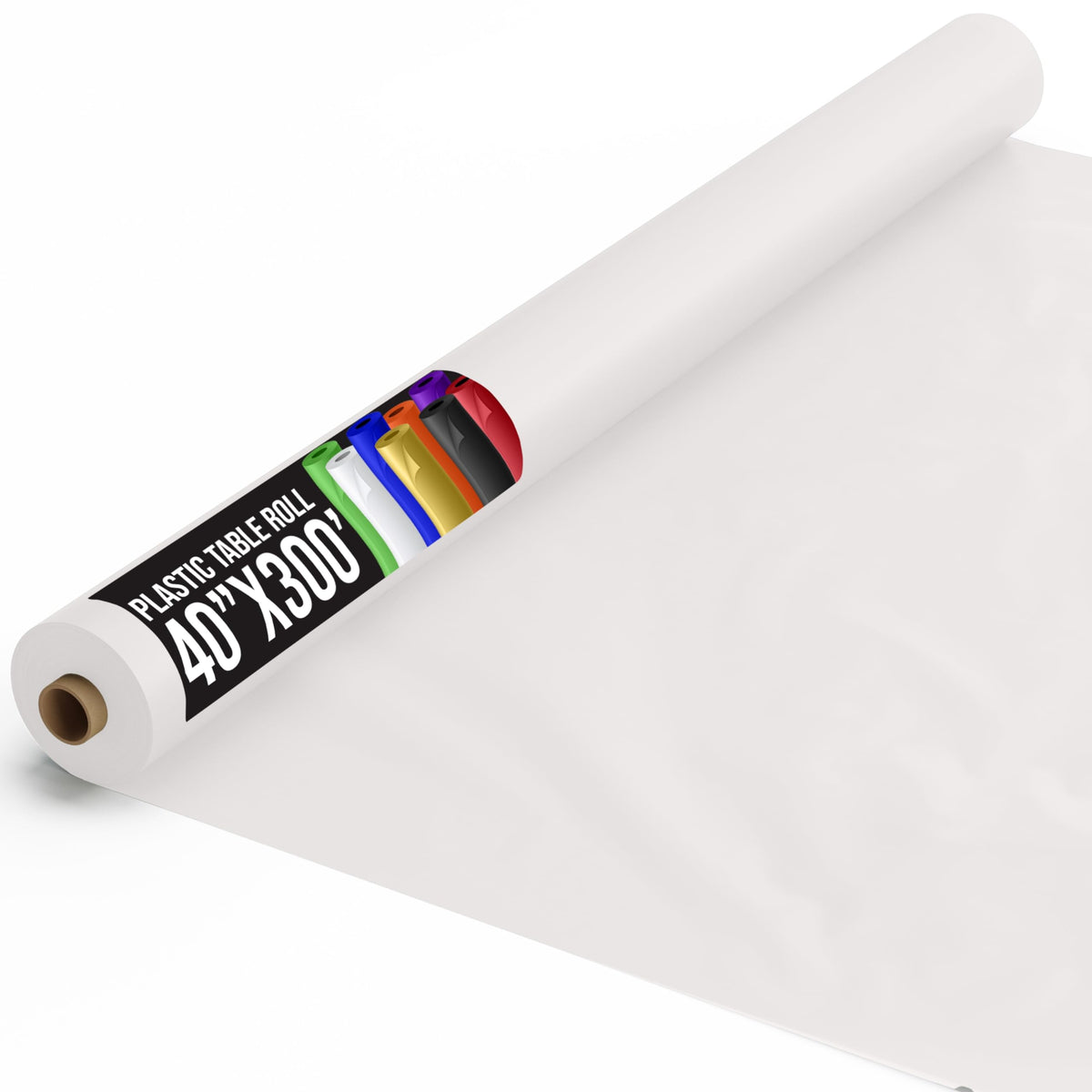 40 In. x 300 Ft. Premium White Plastic Table Roll | 4 Pack