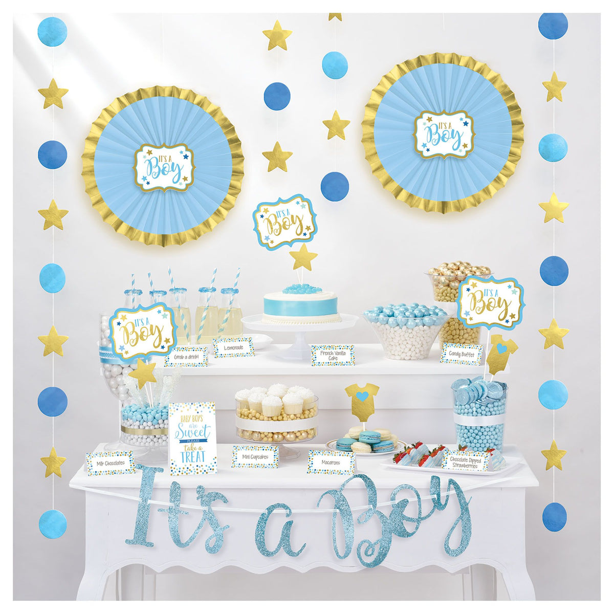"It's a Boy" Buffet Decorating Kit, Blue/Gold, 16-inch, 23-pk - Pack of 4