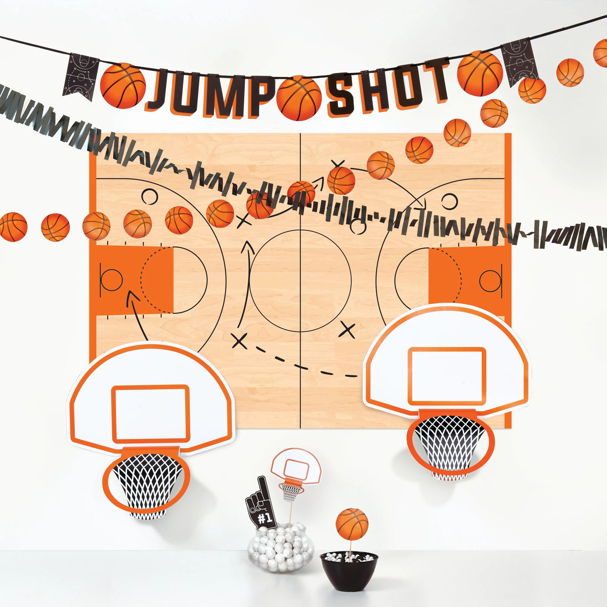 Basketball Jump Shot Buffet Decorating Kit, Assorted, 12-pk - Case of 24
