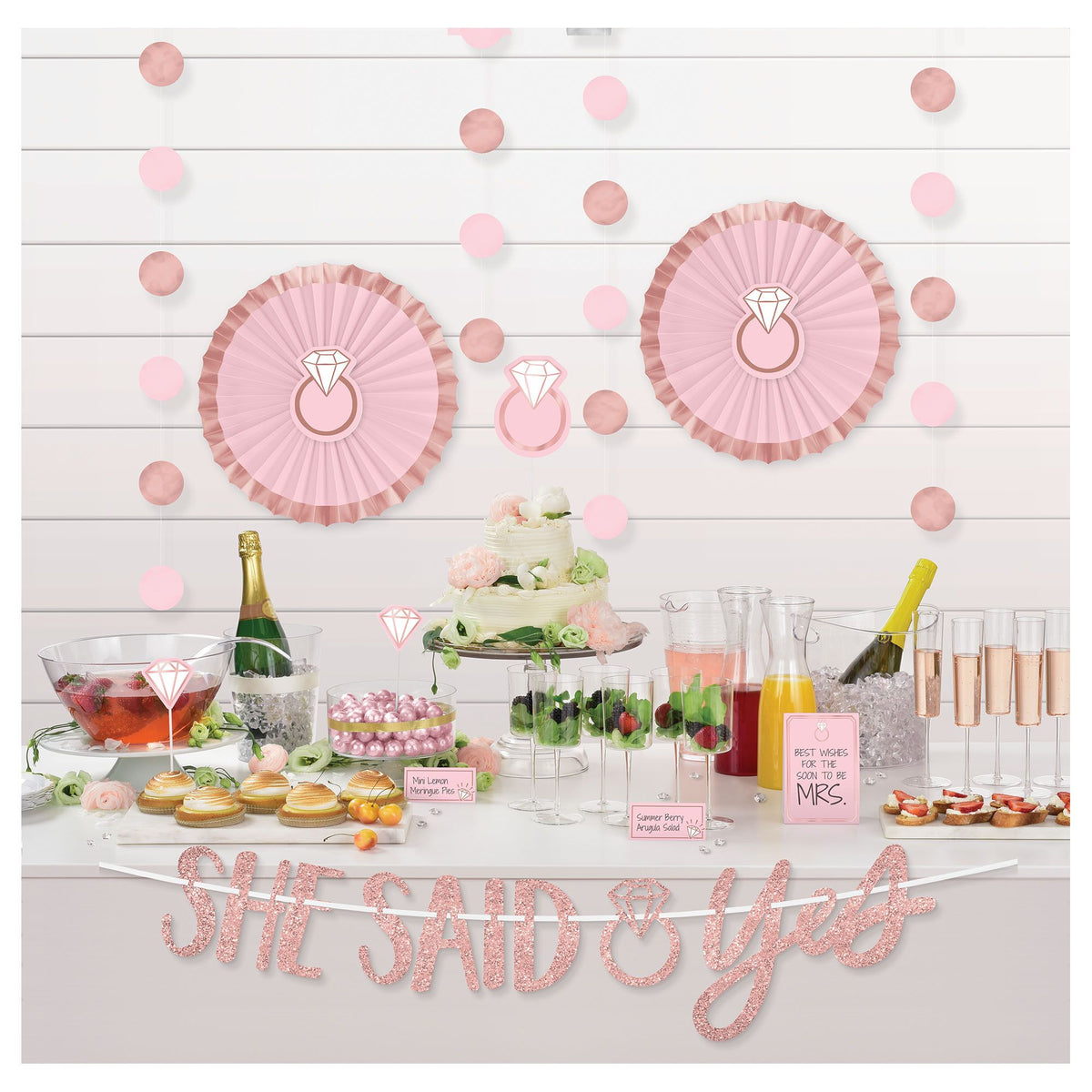 Blush Rose Gold Buffet Table Decorating Kit, 9-inch, 23-pk - Pack of 4