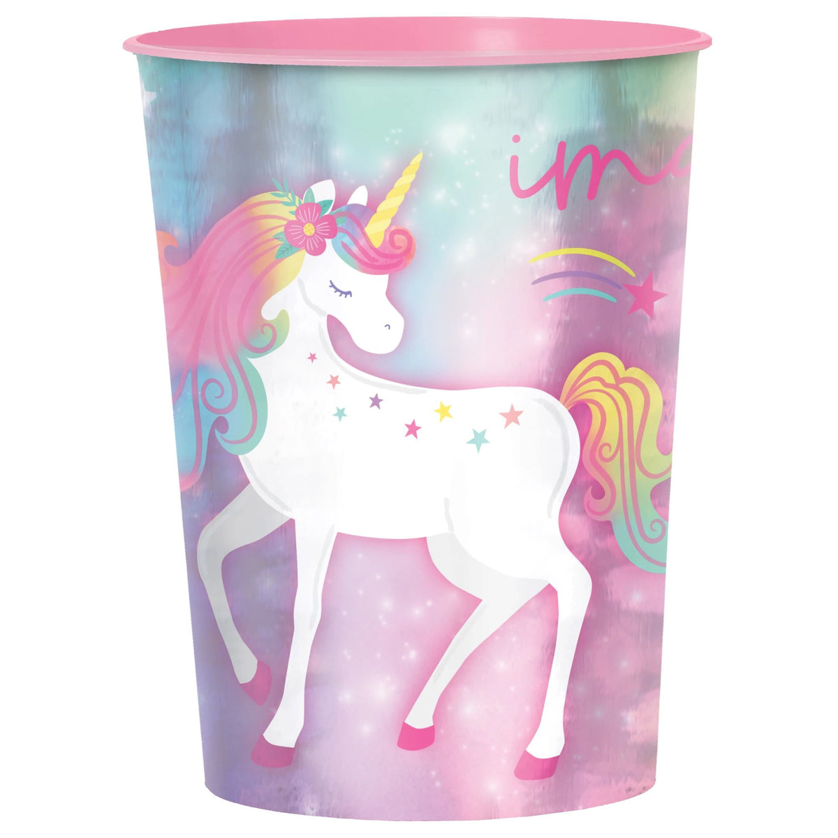 Unicorn Reusable Plastic Favor Cup, Blue/Pink, 16-oz - Pack of 6