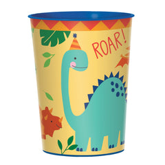 Dino-Mite Dinosaur Favor Plastic Cup, Blue/Orange, 16 oz - Pack of 6