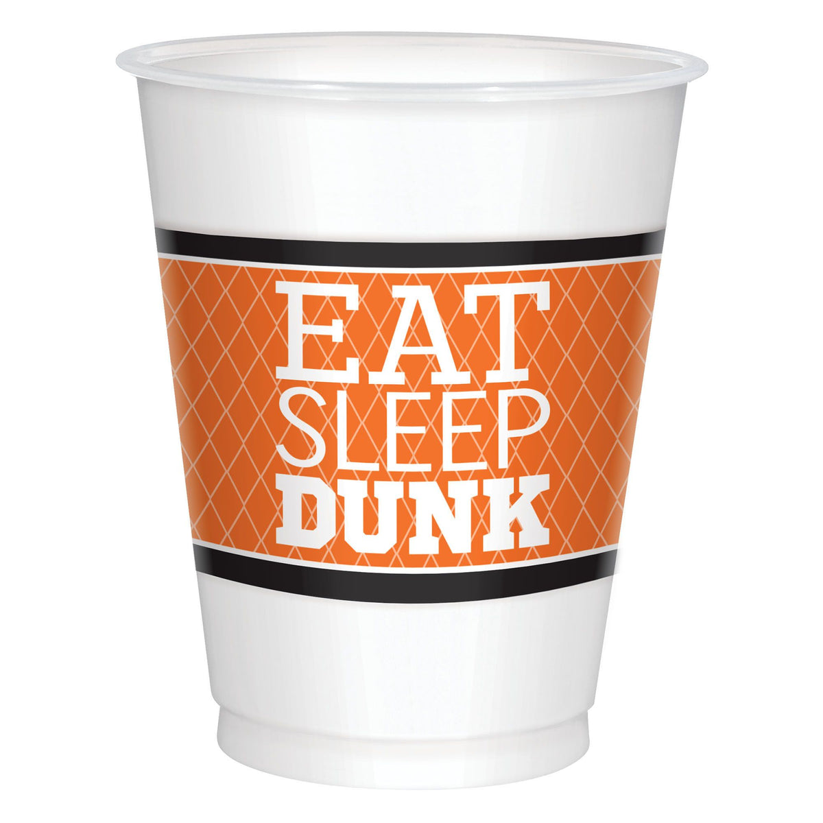 Basketball Plastic Cups, White/Orange, 16-oz, 8-ct - Pack of 3
