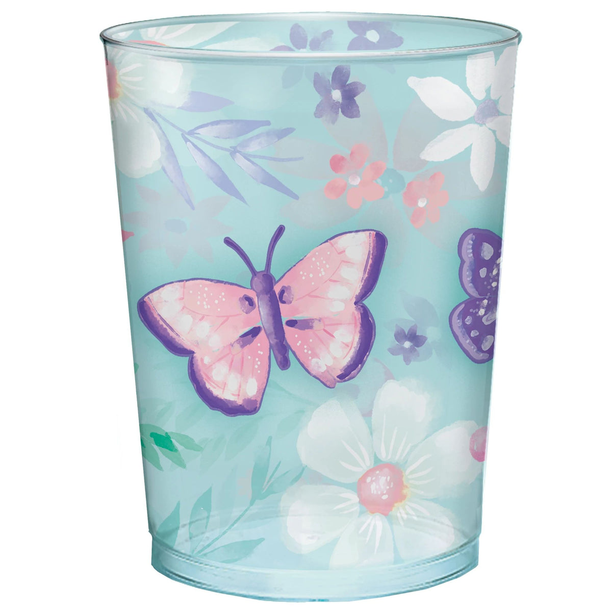Flutter Butterfly Reusable Favor Plastic Cup, Blue, 16-oz - Pack of 6