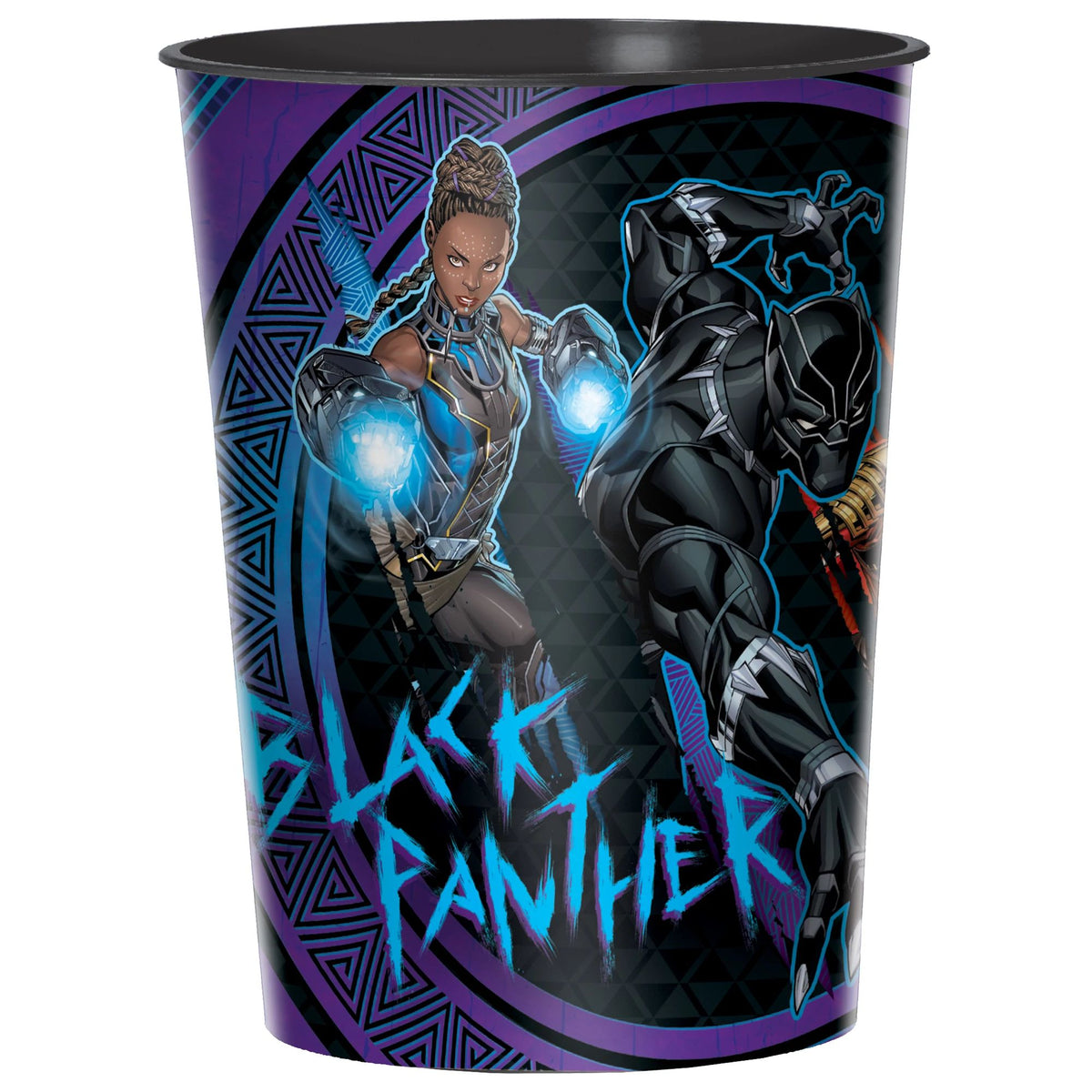 Marvel Black Panther Reusable Favor Plastic Cup, Black/Blue, 16-oz - Pack of 6