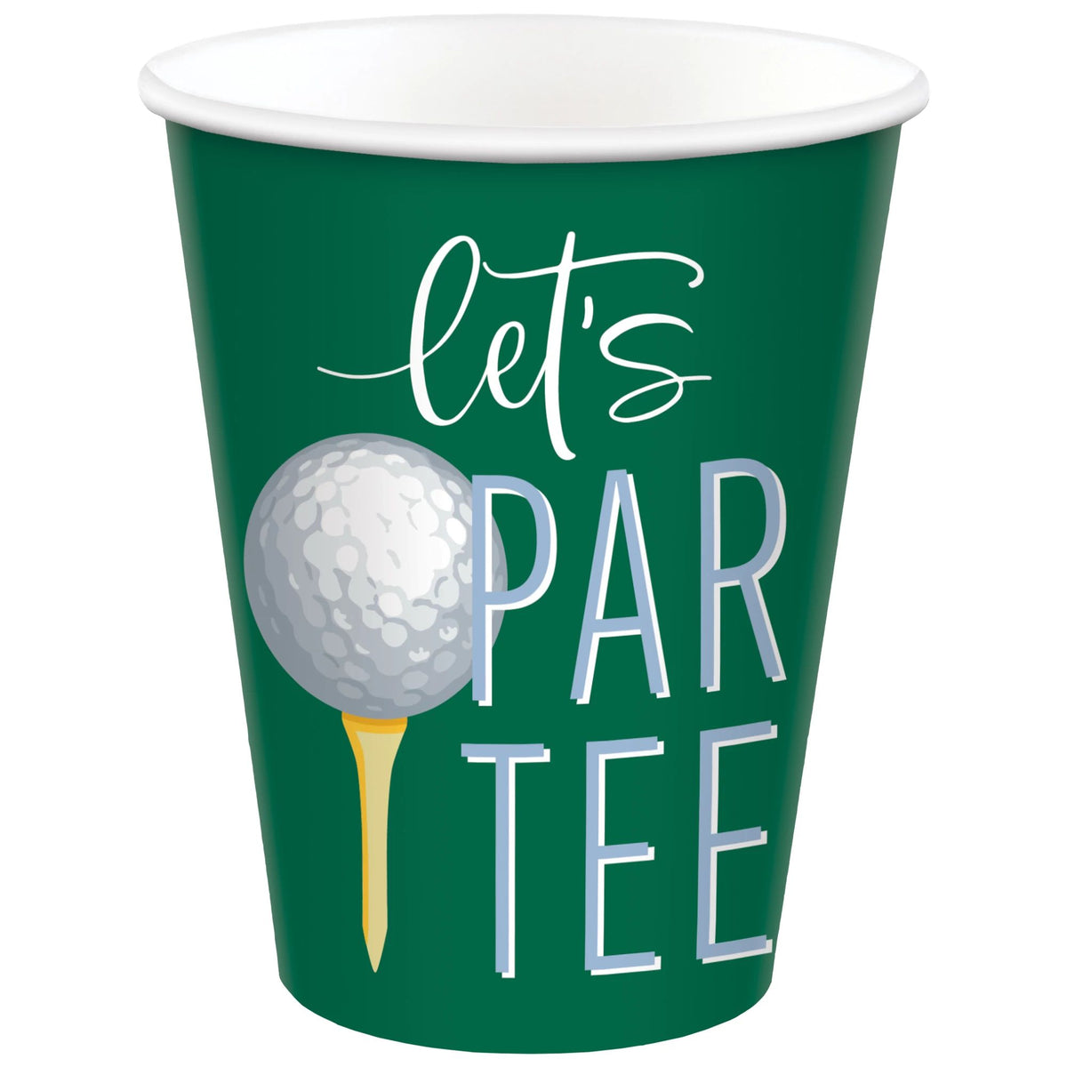 "Let's Par Tee" Golf Paper Cups, 12-oz, 20-ct, Blue/Green/White - Case of 24