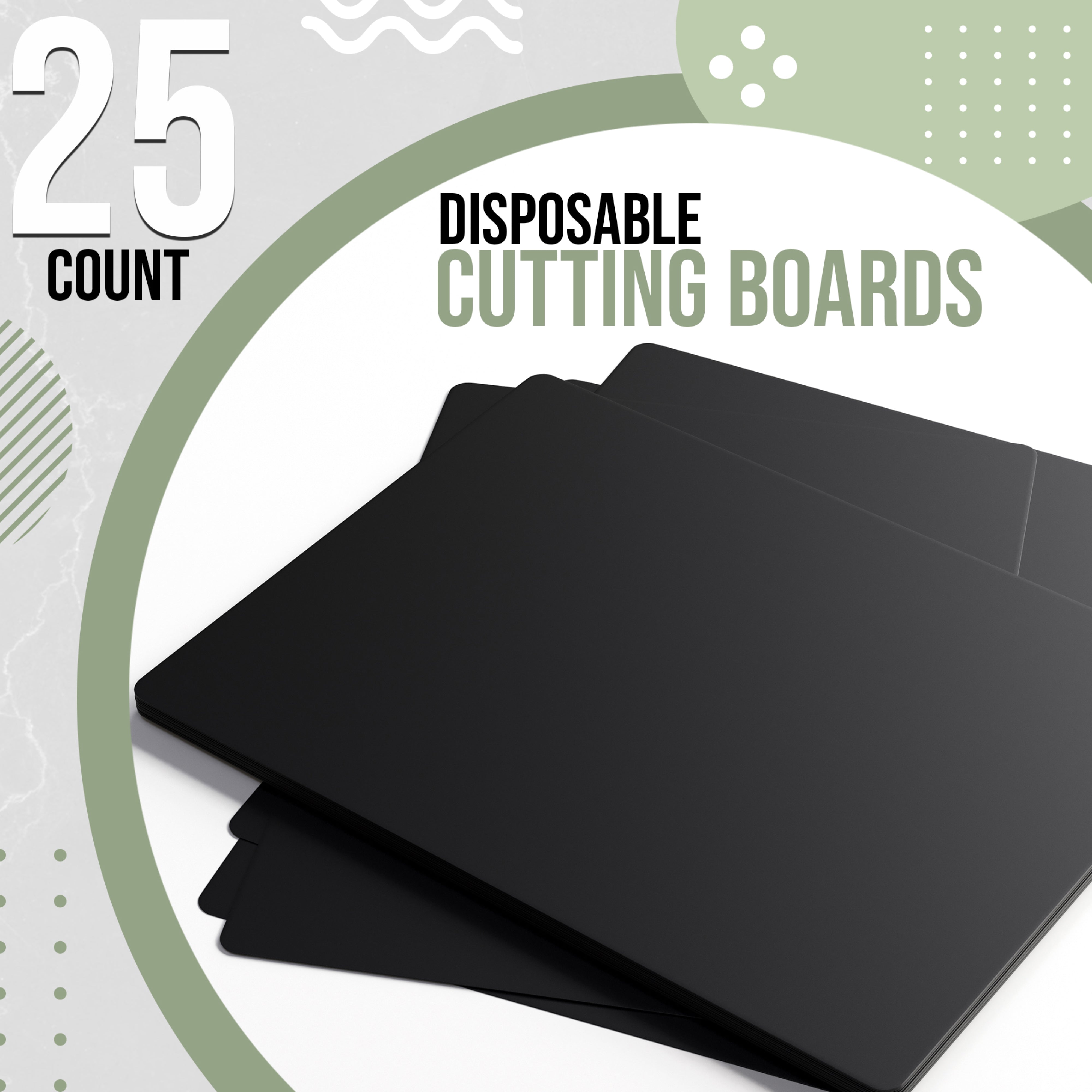 12 In. x 17.5 In. Black Disposable Cutting Boards | 25 Count