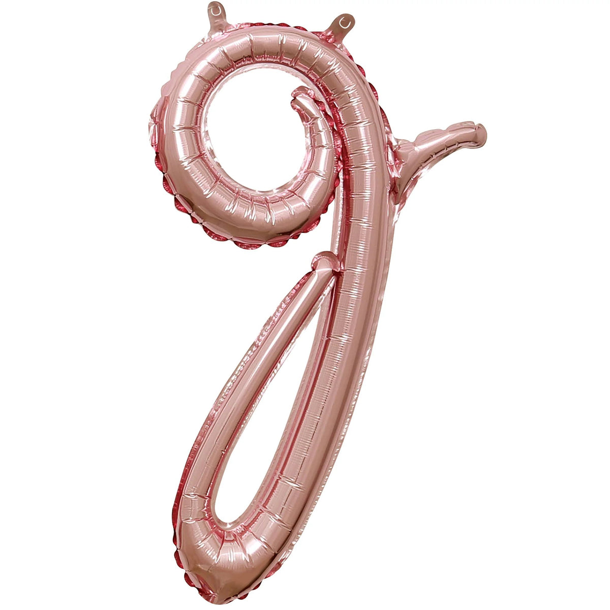Rose Gold Script Letter Foil Balloon, 8-Inch - Pack of 5