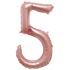 Rose Gold Script Number 5 Foil Balloon, 8 Inch - Pack of 5