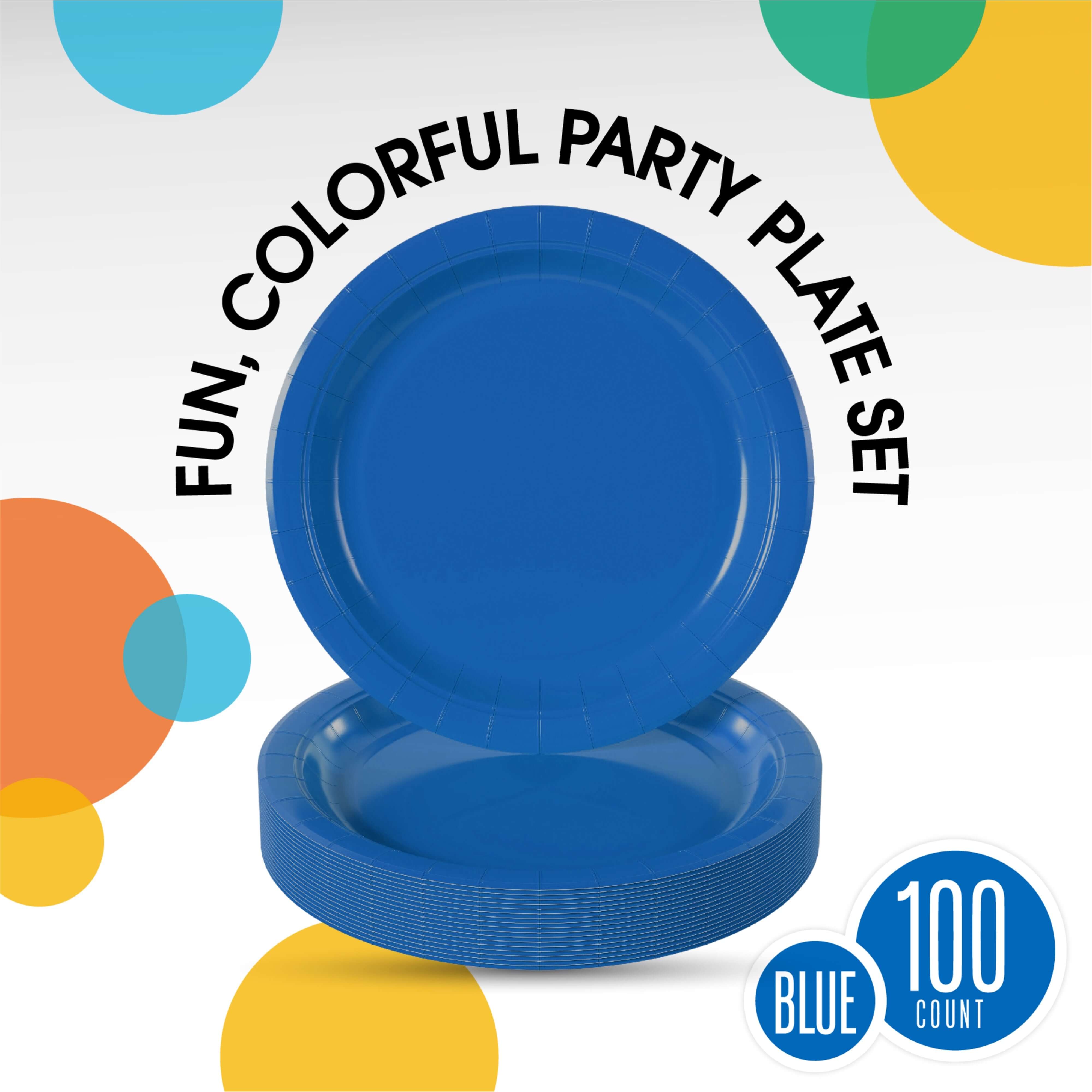 10 In. Dark Blue Paper Plates | 100 Count