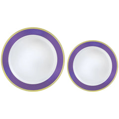 Premium Purple Border Premium Plastic Plates Multipack, 7.5-in & 10.5-in, 20-pcs - Pack of 3