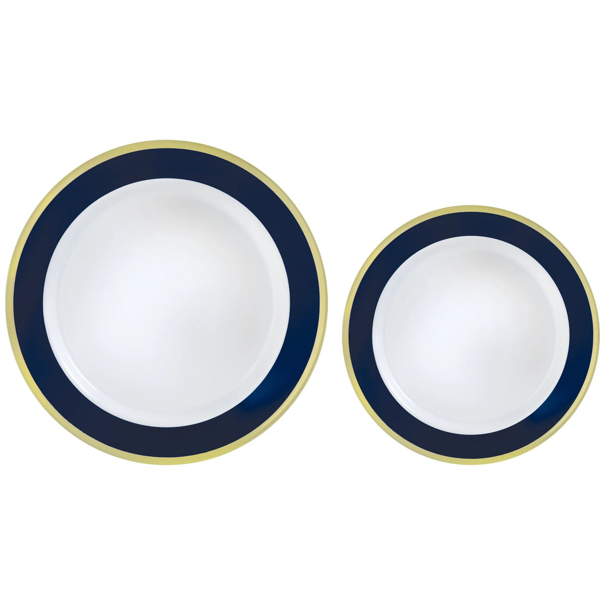 True Navy Bordered Plastic Premium Plates Multipack, 7.5-in & 10.5-in, 20-pcs