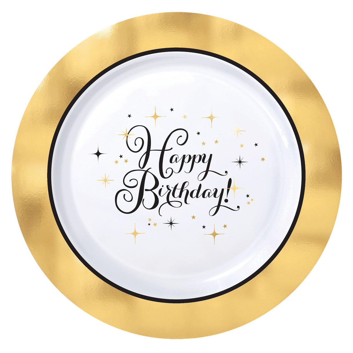 10.25-inch Metallic Gold Birthday Premium Plastic Dinner Plates, 10-ct - Pack of 4