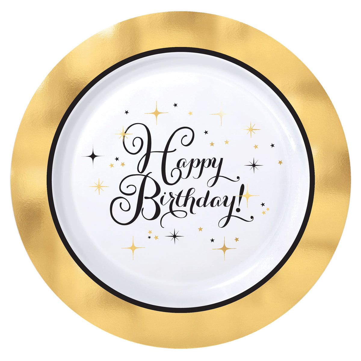7.5-inch Metallic Gold Birthday Premium Plastic Dessert Plates, 10-ct - Pack of 4