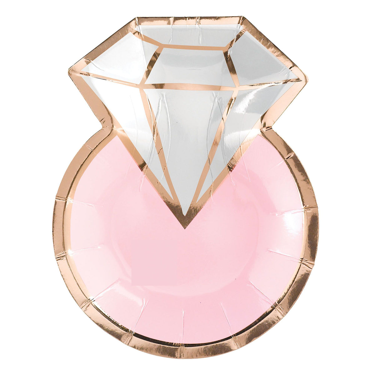Diamond Ring Dessert Paper Plates, Rose Gold, 7-inch, 8-ct - Pack of 3