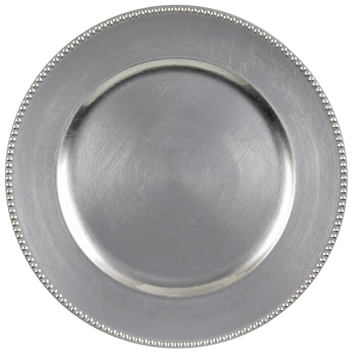Round Plastic Reusable Charger Plates, Silver, 13-in, 4-pk | Case of 6