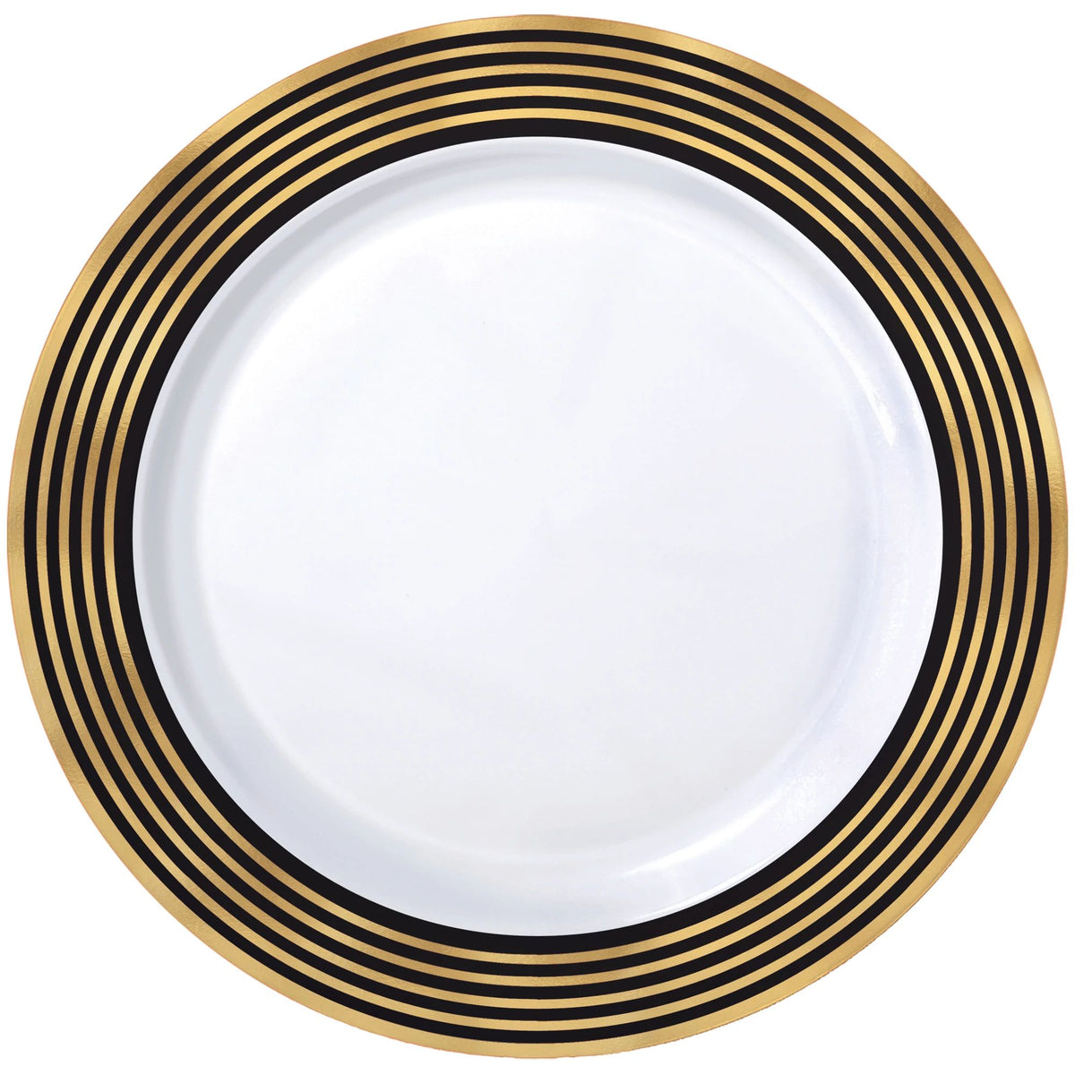 Gold/Black, Plastic Dinner Plates, 10-inch, 20-ct - Case of 8