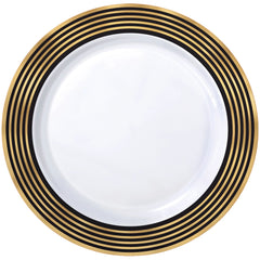 Gold/Black, Plastic Dinner Plates, 10-inch, 20-ct - Pack of 4