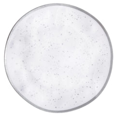 Round Plastic Melamine Reusable Dinner Plate, Silver/White, Spotted, 10.5-in - Case of 48
