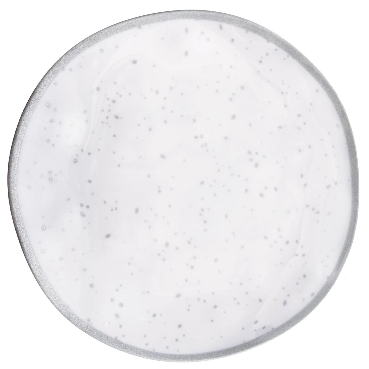 Melamine Reusable Dessert Plate, Silver/White Spotted, 6 inch - Pack of 3