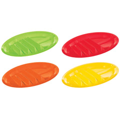 Fiesta Oval Divided Reusable Plastic Plates, Multicolor, 13-inch, 4-ct - Pack of 3