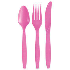 Bright Pink Plastic Cutlery Set - 64 Count - Pack of 4