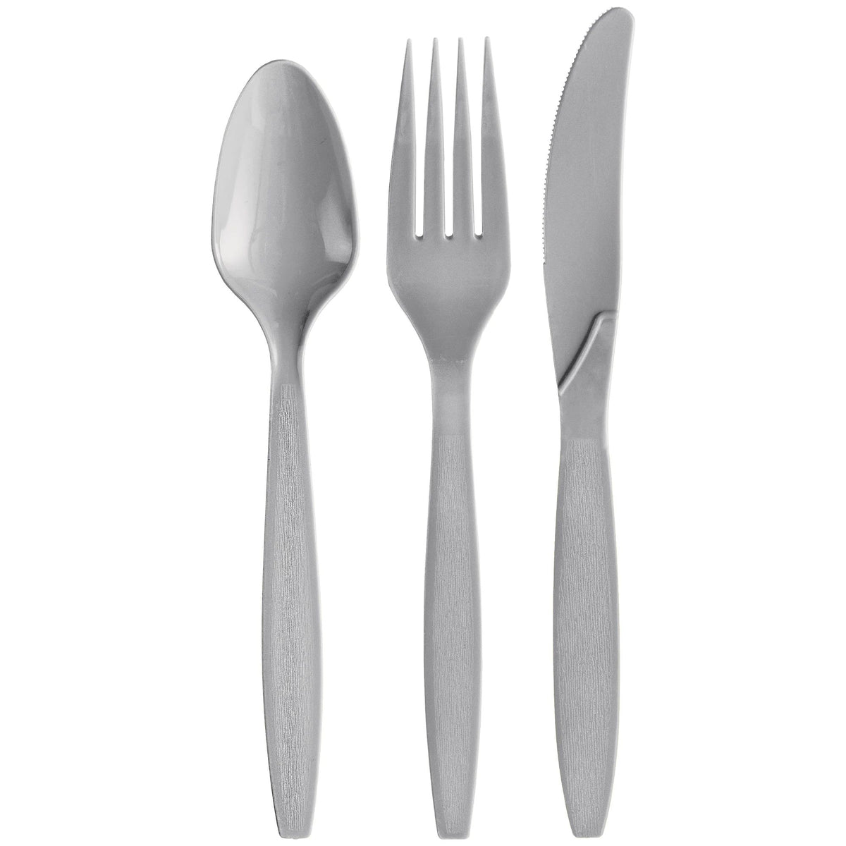 Elegant Silver Plastic Cutlery Set - 64 Count - Case of 12
