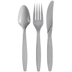 Elegant Silver Plastic Cutlery Set - 64 Count - Case of 12