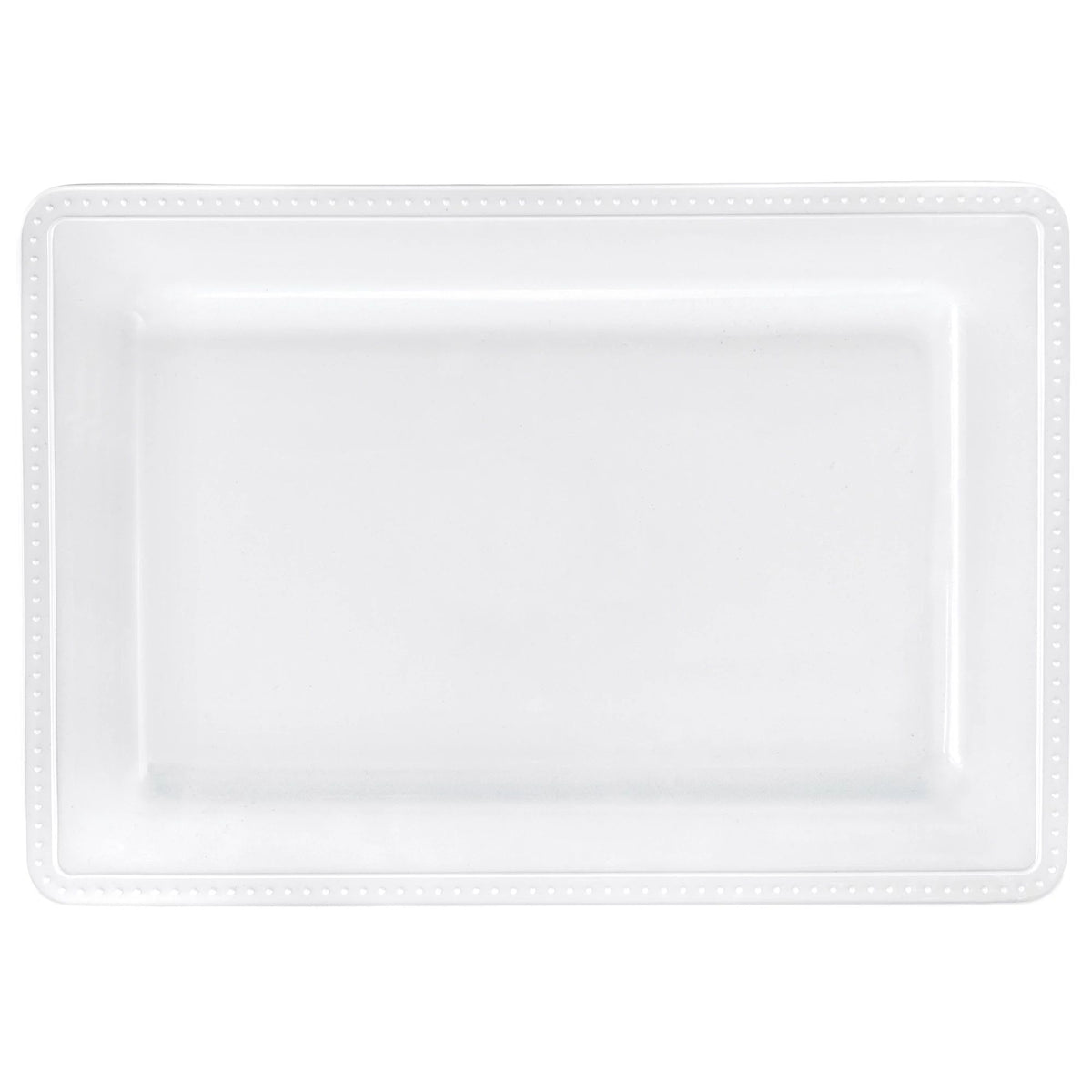 Elegant White Beaded Melamine Serving Tray - 16 Inch - Pack of 6