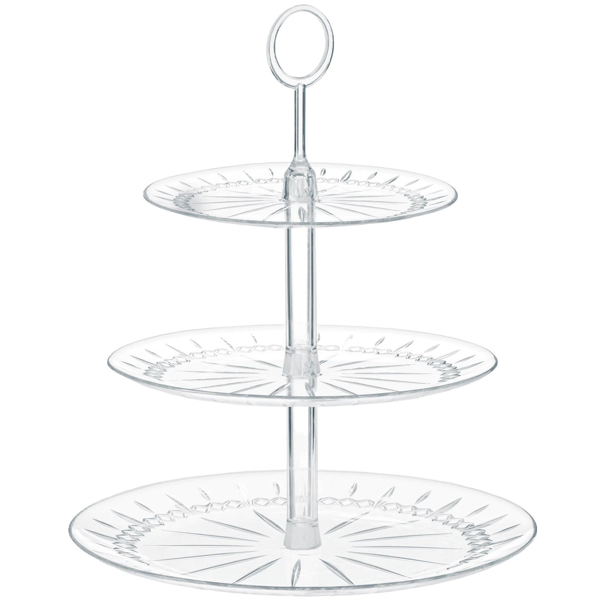 Elegant 3-Tier Crystal Handle Treat Stand - Case of 12