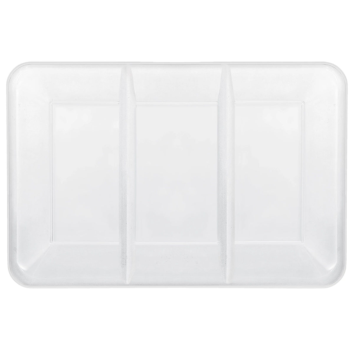 Clear Rectangle Plastic Reusable Sectional Serving Platter, 14-in - Pack of 12