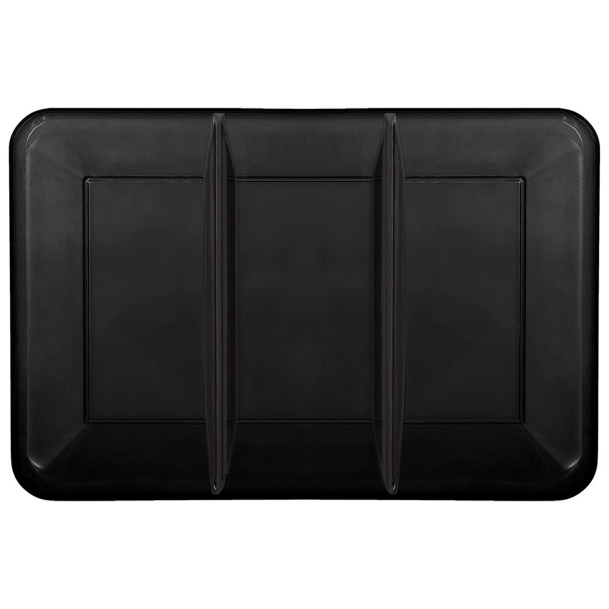 Black Plastic Compartment Serving Tray - 9.5 x 14.25 - Pack of 3