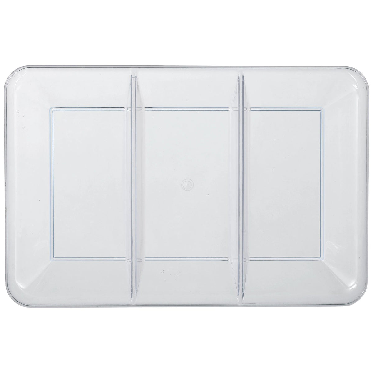 Rectangle Plastic Reusable Sectional Serving Platter, Clear, 14-in - Pack of 12