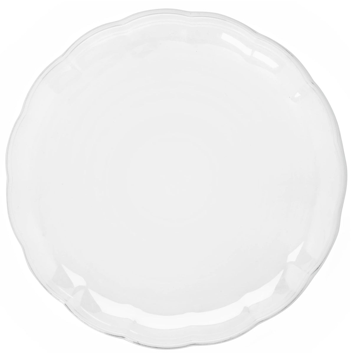 Clear Scalloped Round Plastic Serving Platter, 12 inch - Case of 96