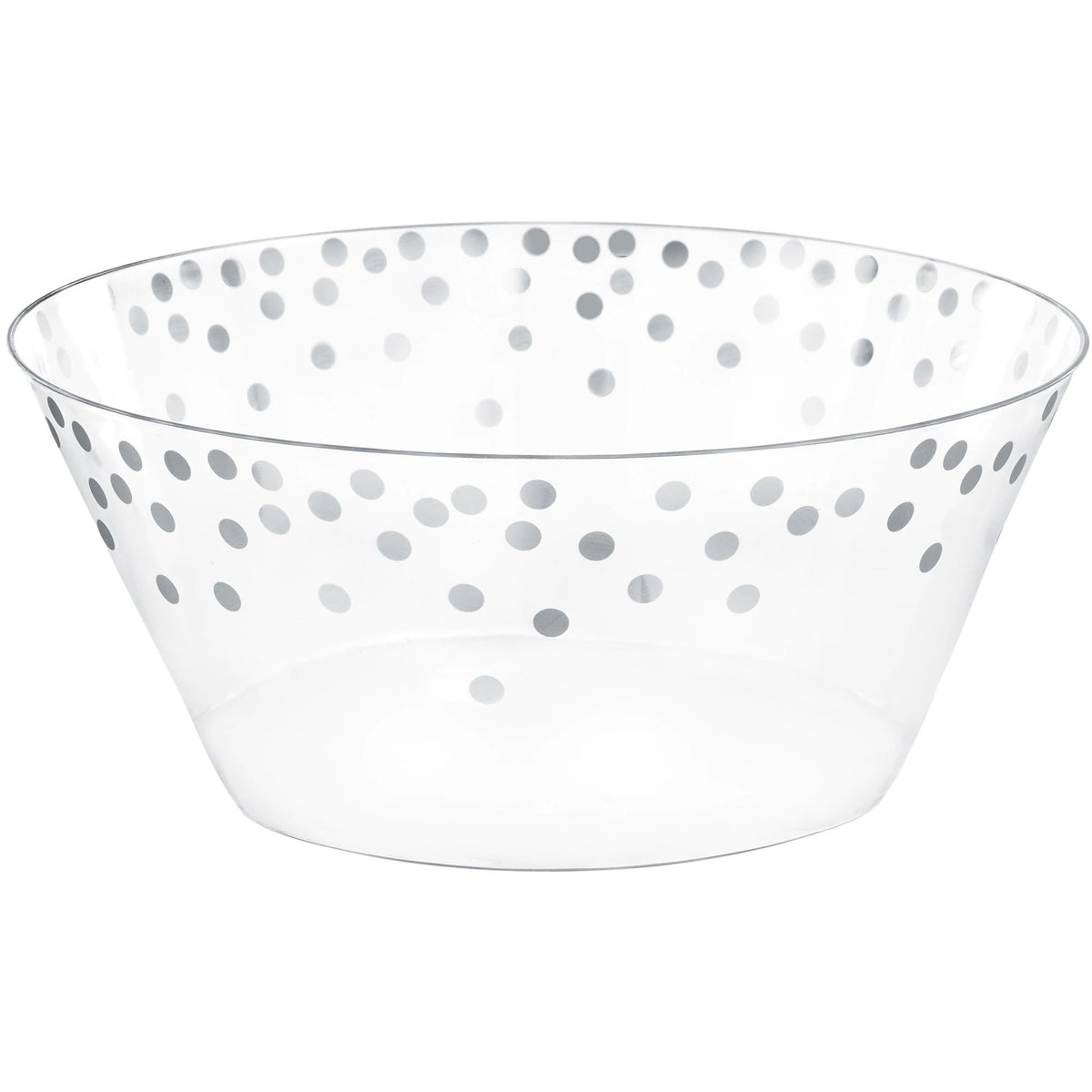 Silver Polka Dot Large Plastic Serving Bowl - Pack of 2