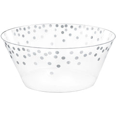 Silver Polka Dot Large Plastic Serving Bowl - Pack of 2