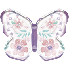 Butterfly Flutter Dessert Paper Plates, Purple/White, 7-inch, 8-ct - Case of 96
