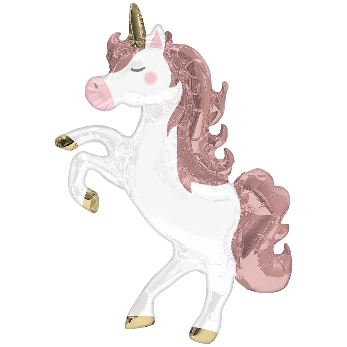 Unicorn Satin Foil Balloon, Pink/White, 8-in, for Birthday Party - Pack of 2